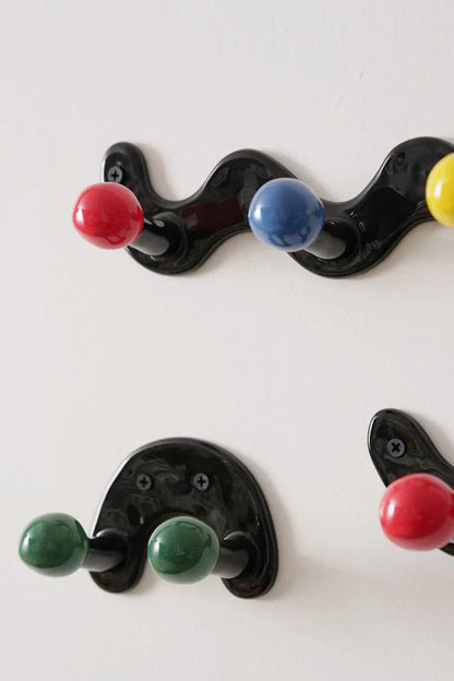 Glossy Wavy Ceramic Wall Hooks