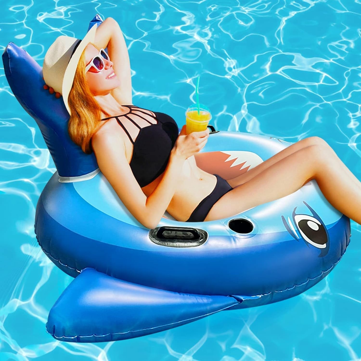 Pool Floats for Adults, Pool Inflatables Large Floats with Drink Holder for Swimming Pool, Lake, Seaside, Pool Party Toy 49X39X30Inch Pool Rafts & Inflatable Ride-ons Pools & Water Toys Sports & Outdoor Play Toys & Games