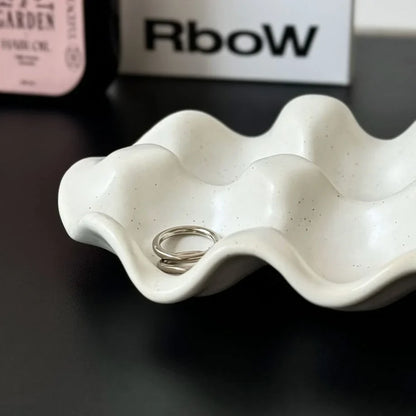 Speckled Wavy Ceramic Jewelry Dish