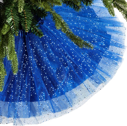 Christmas Tree Skirt Ruffle Glitter Shiny Xmas Tree Tulle Skirt Sequin Double Layers Xmas Trees round Mat for Christmas Valentine'S Day Party Decoration Indoor Outdoor (Rose Gold, 48 Inch) Home & Kitchen Seasonal Décor Tree Skirts