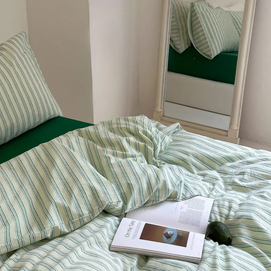 Ultra-Soft Pinstripe Washed Cotton Bedding Set