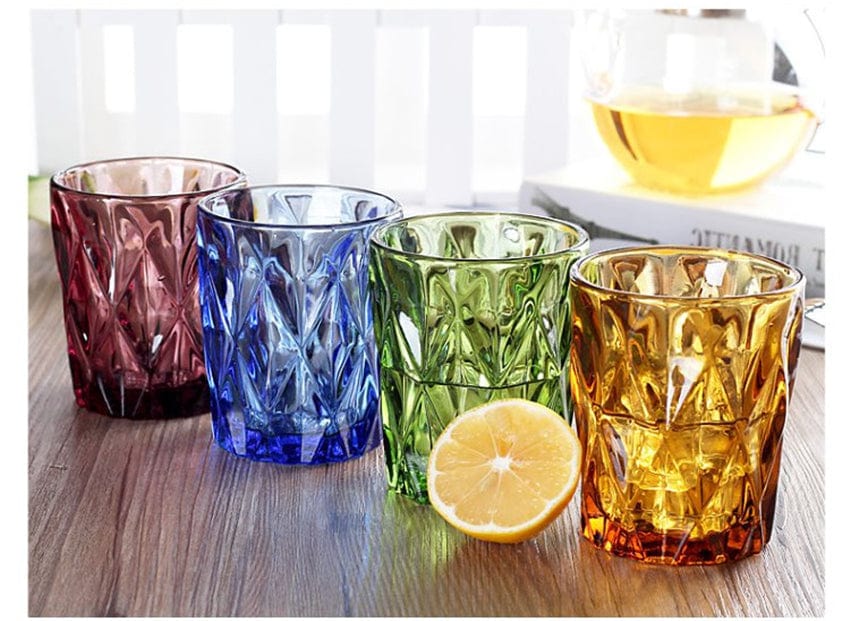 4pcs Embossed Diamond Glasses