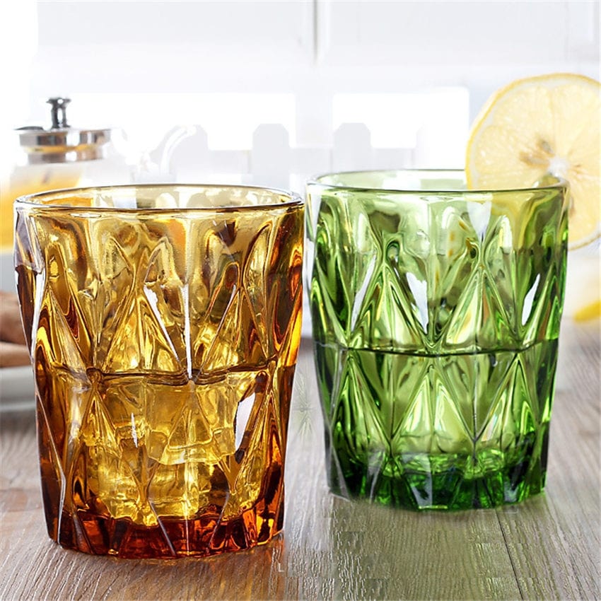 4pcs Embossed Diamond Glasses