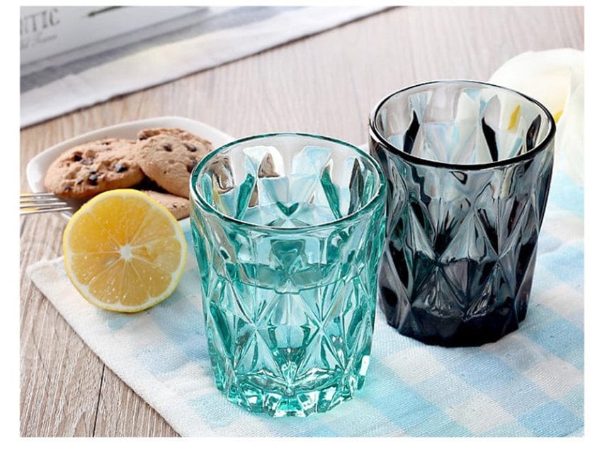 4pcs Embossed Diamond Glasses