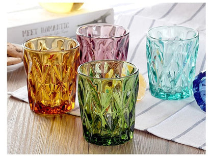 4pcs Embossed Diamond Glasses