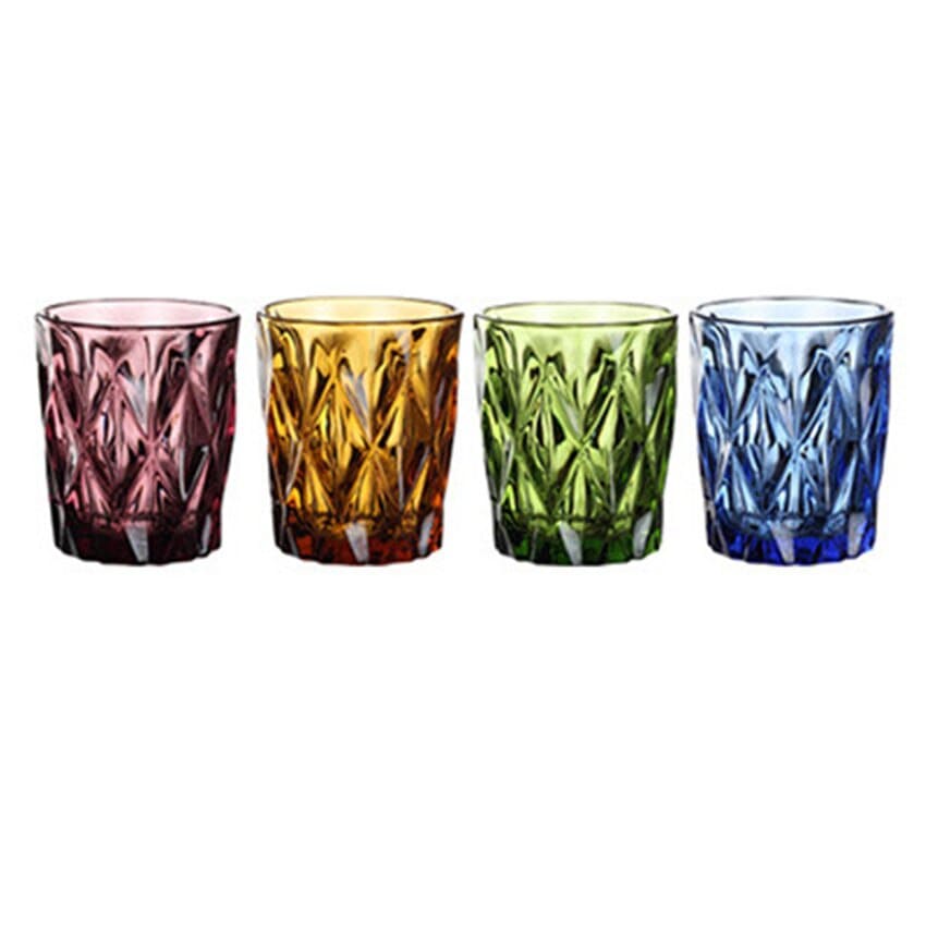 4pcs Embossed Diamond Glasses