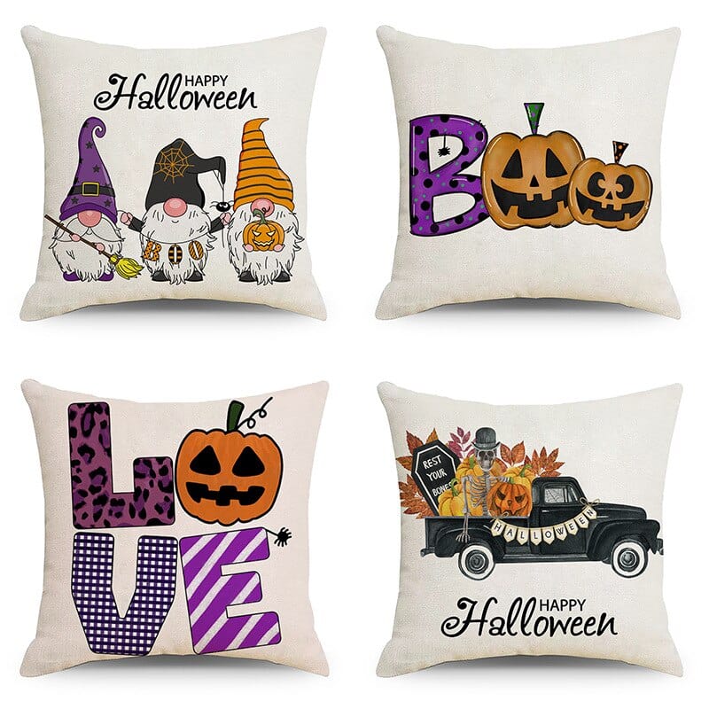 Housse de coussin Happy Halloween 4 pièces