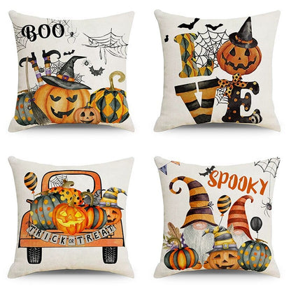 Housse de coussin Happy Halloween 4 pièces