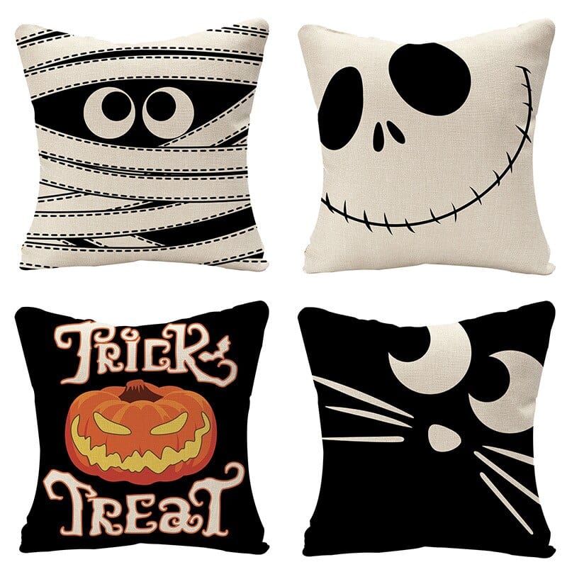 4 piezas funda de cojín feliz Halloween