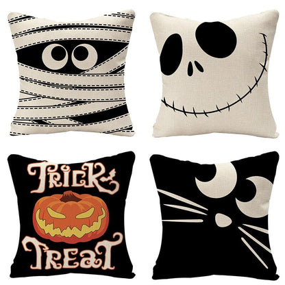 4 piezas funda de cojín feliz Halloween