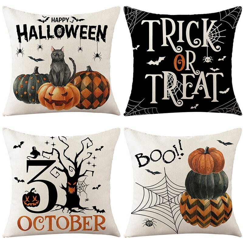 Housse de coussin Happy Halloween 4 pièces