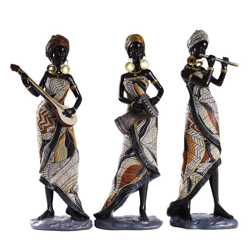 African Female Musician Sculpture