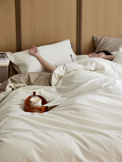 Wavy Textured Two-Tone Washed Cotton Bedding Set