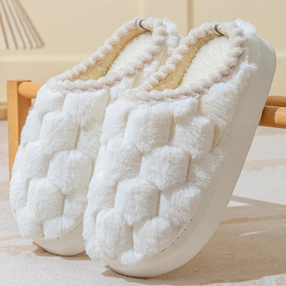Plush Textured Cube Faux Fur House Slippers