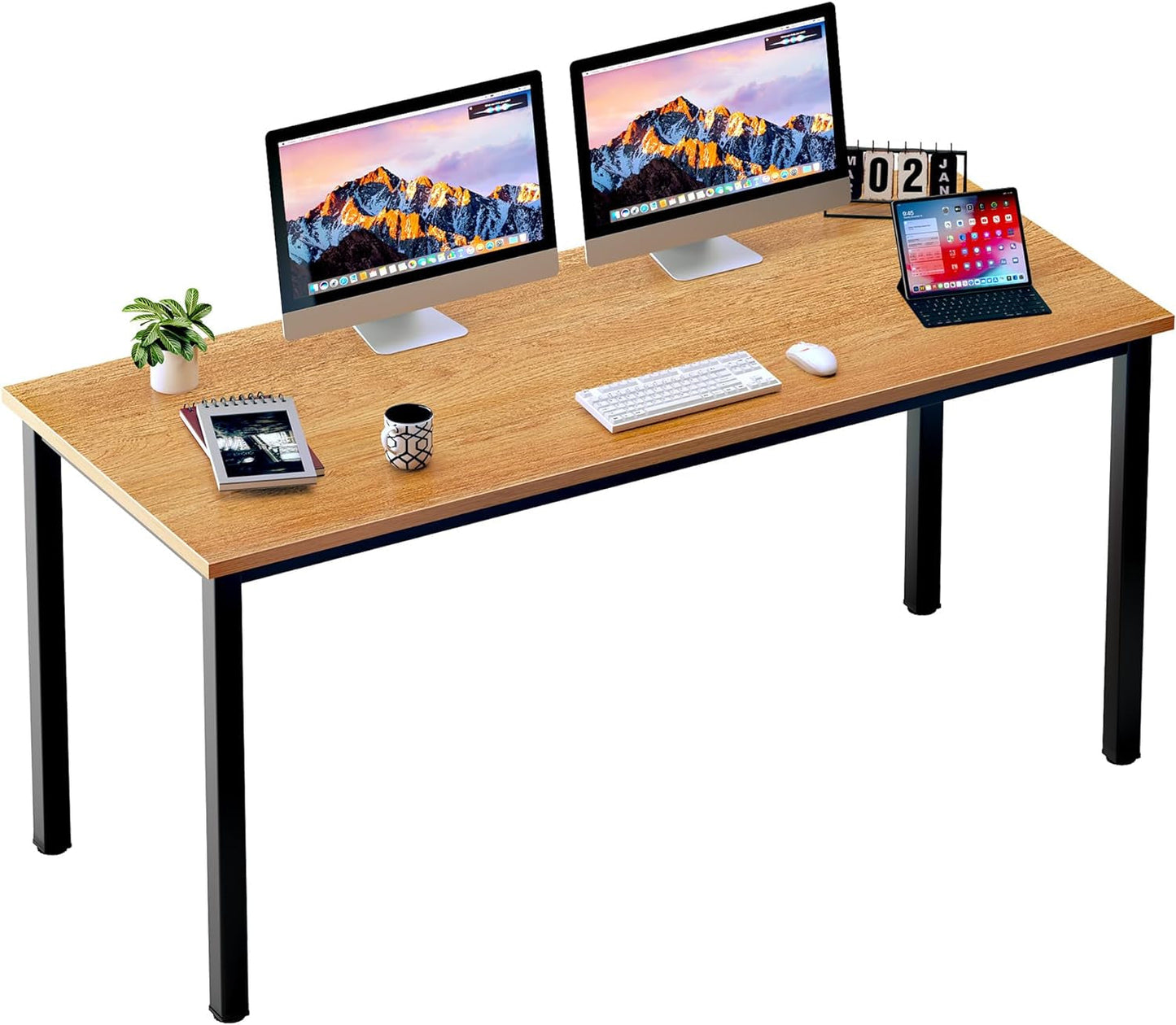 Dlandhome 47 Inches Medium Computer Desk, Composite Wood Board, Decent and Steady Home Office Desk/Workstation/Table, BS1-120BW Furniture Home & Kitchen Home Office Desks Home Office Furniture