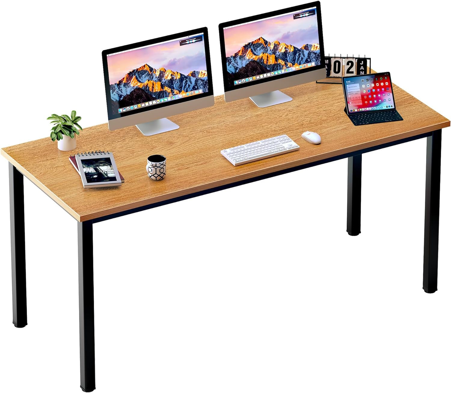 Dlandhome 47 Inches Medium Computer Desk, Composite Wood Board, Decent and Steady Home Office Desk/Workstation/Table, BS1-120BW Furniture Home & Kitchen Home Office Desks Home Office Furniture