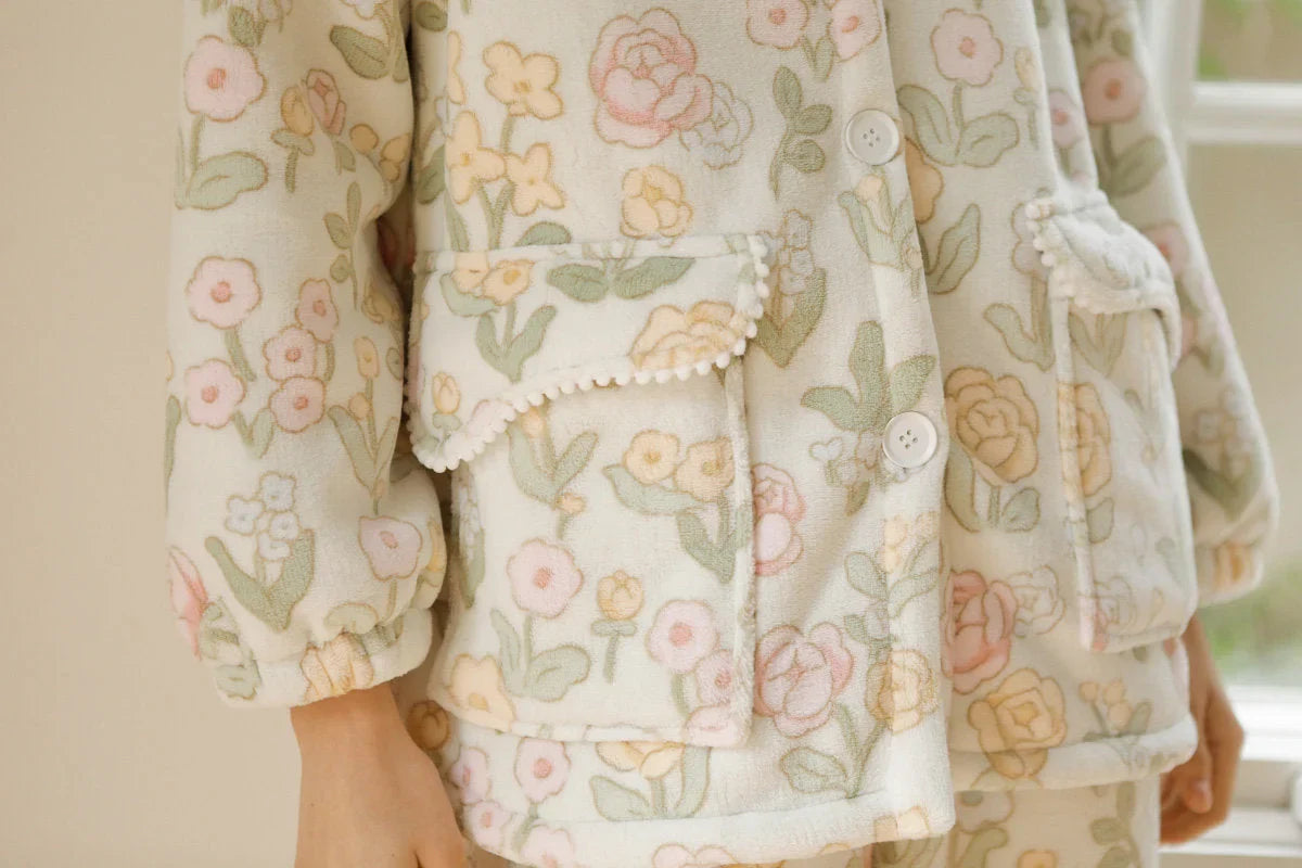 Plush Floral Flannel Fleece Pajama