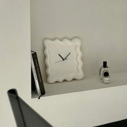 Wavy Squiggle Frame Minimalist Melamine Clock
