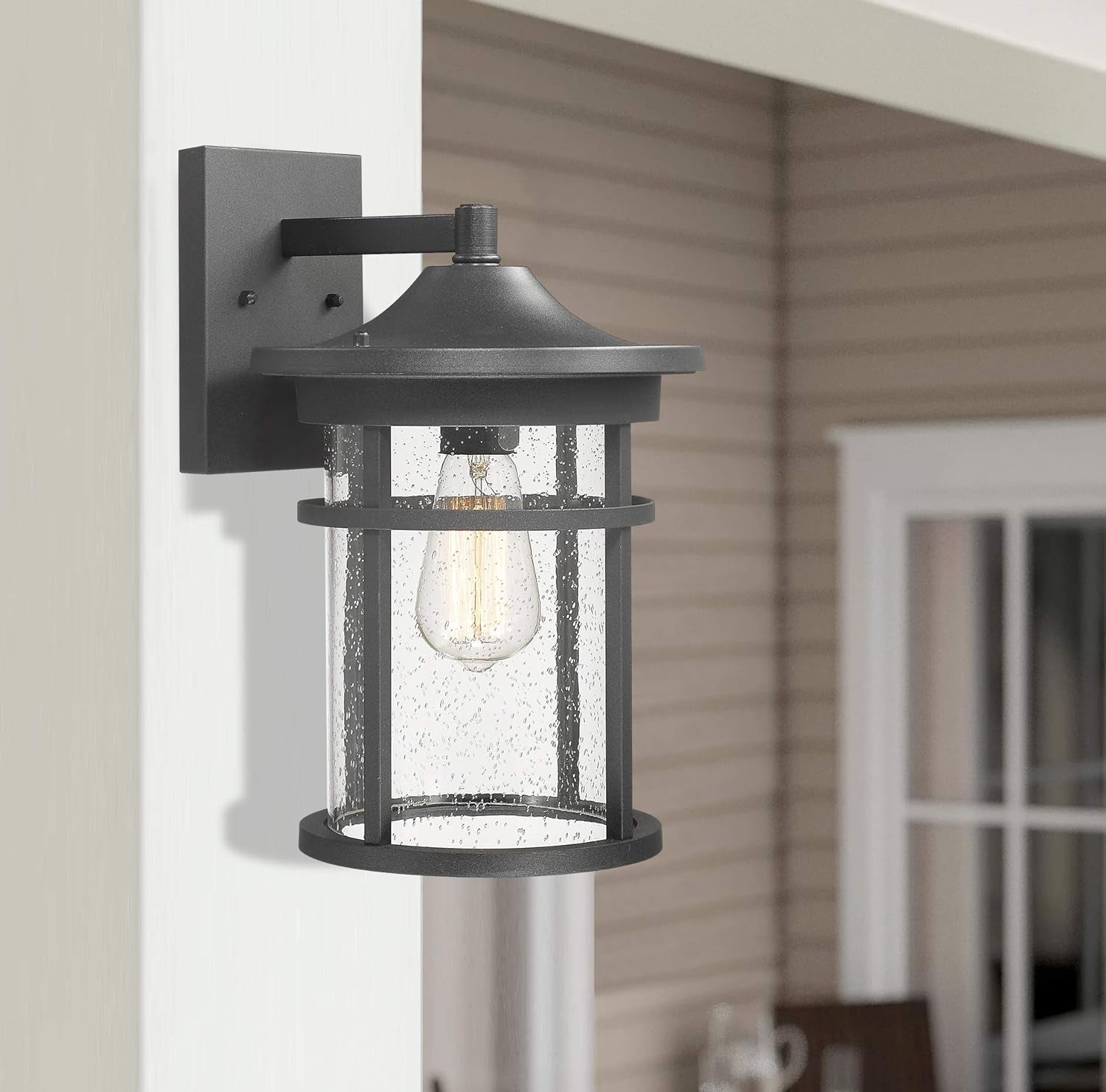 Bestshared Outdoor Wall Mount Light Fixture, 1-Light Wall Sconce Mounted Light, Exterior Wall Lantern with Seeded Glass Shade Lighting & Ceiling Fans Outdoor Lighting Porch & Patio Lights Tools & Home Improvement Wall Lights