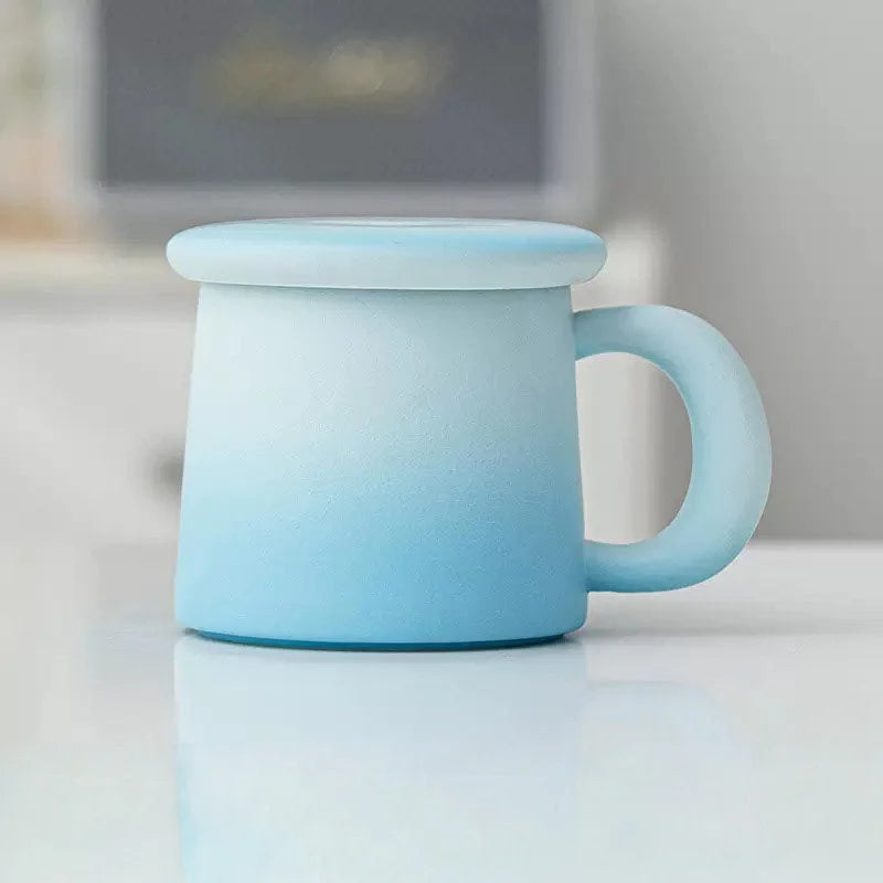 Frosted Ombre Ceramic Mug with Lid