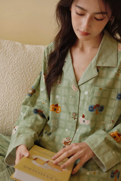Soft Koala Plaid Washed Cotton Pajama