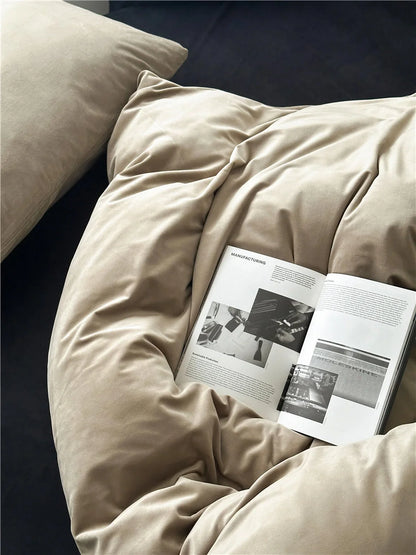 Plush Solid Color Velvet Bedding Set