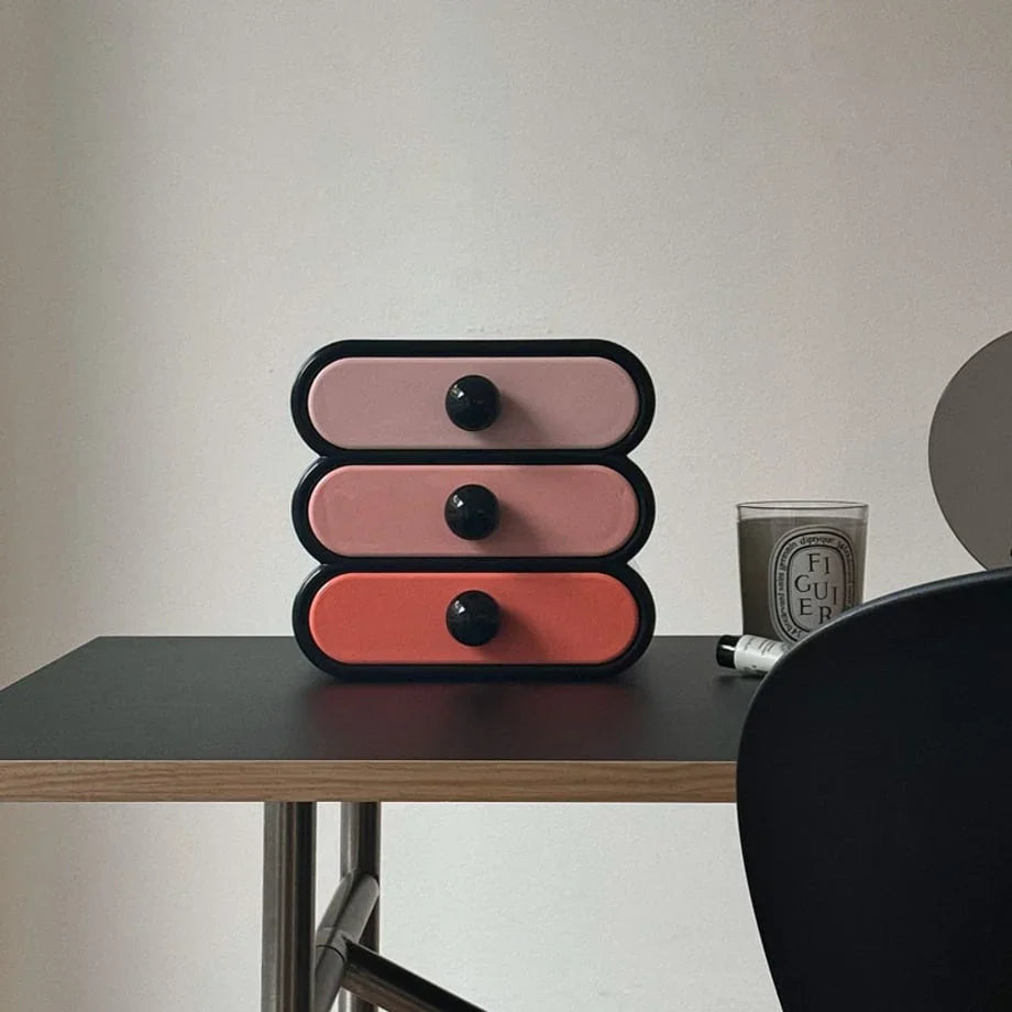 Glossy Wavy Color Block Makeup Organizer