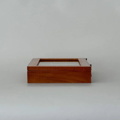 Polished Wood Jewelry Organizer with Glass Lid