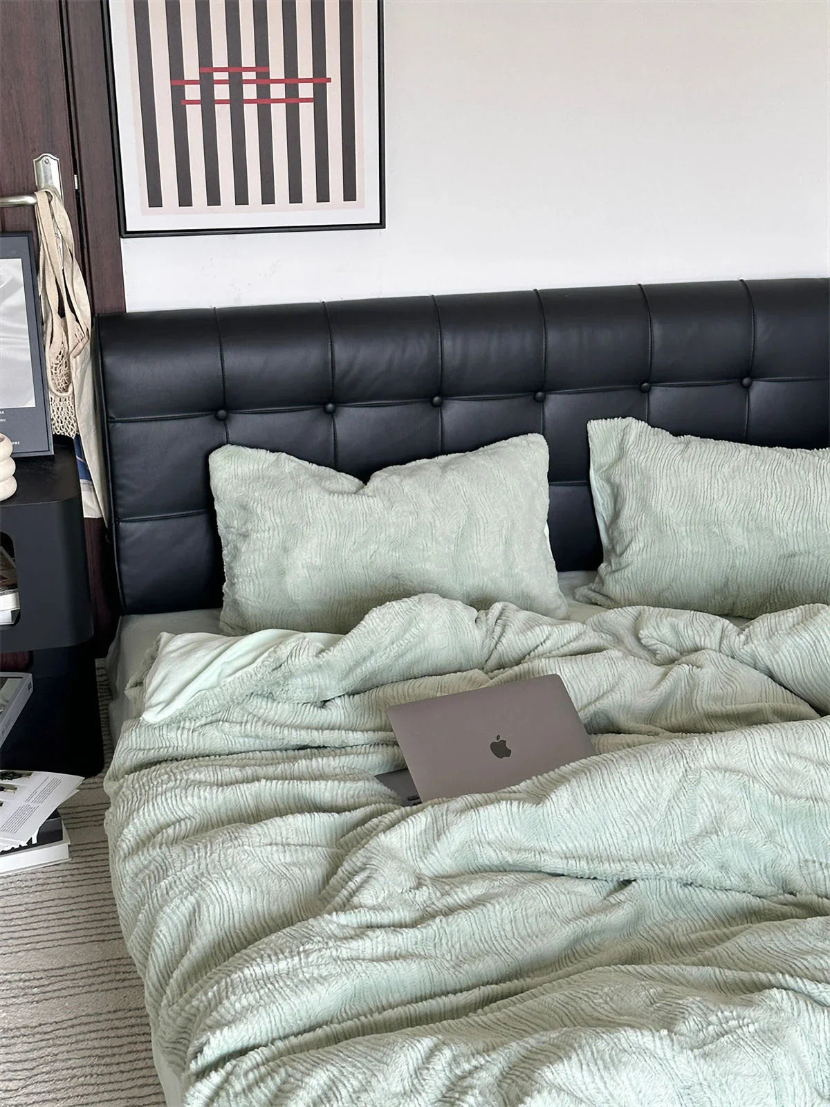 Plush Ruched Fleece Bedding Set