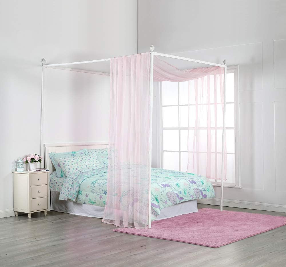 ROYALE LINENS Canopy Bed Scarf, White Sheer, for All Bed Sizes Bedding Bedding Accessories Home & Kitchen