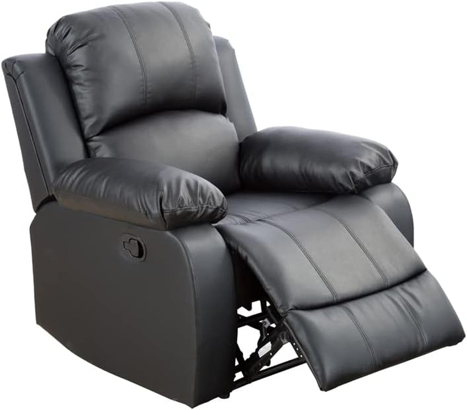 Black Leather Recliner Chair, Maunal Reclining Chair Living Room Furntiure Set for Home/Office/Apartment - 1 Piece Chairs Furniture Home & Kitchen Living Room Furniture