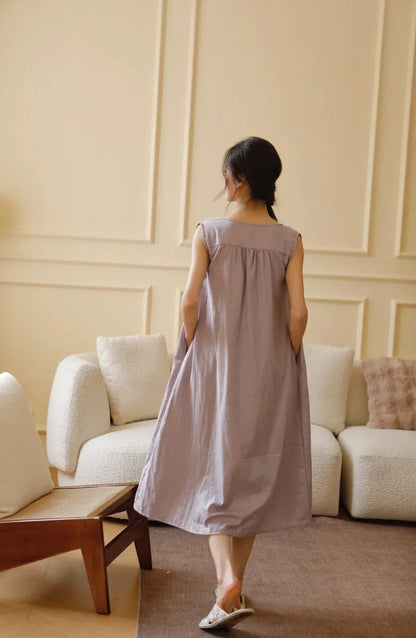 Cloud-Soft Crinkled Double Gauze Pajama Dress