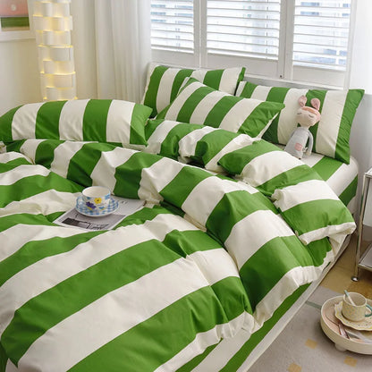 Soft Bold Stripe Cotton Bedding Set