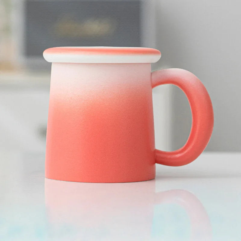 Frosted Ombre Ceramic Mug with Lid