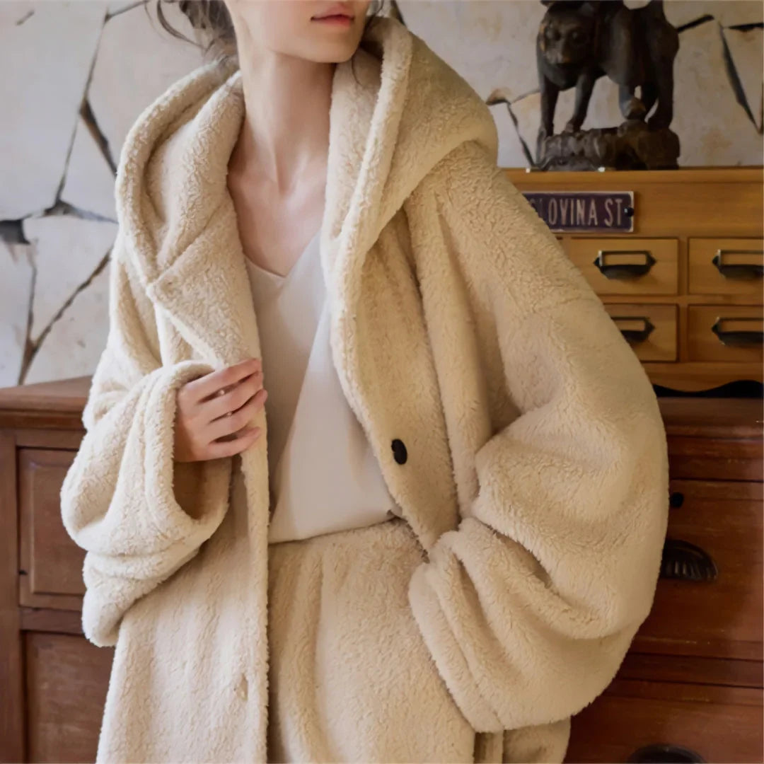 Plush Hooded Flannel Fleece Pajama Set