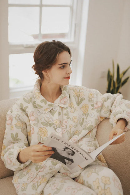 Plush Floral Flannel Fleece Pajama