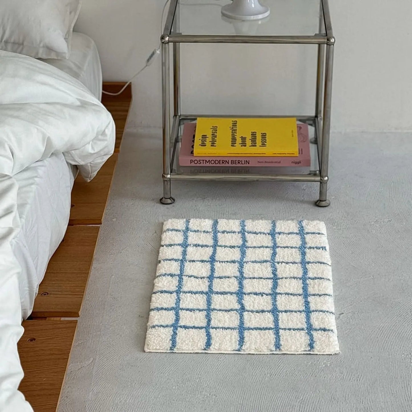 Plush Tufted Checkered Grid Polyester Accent Rug
