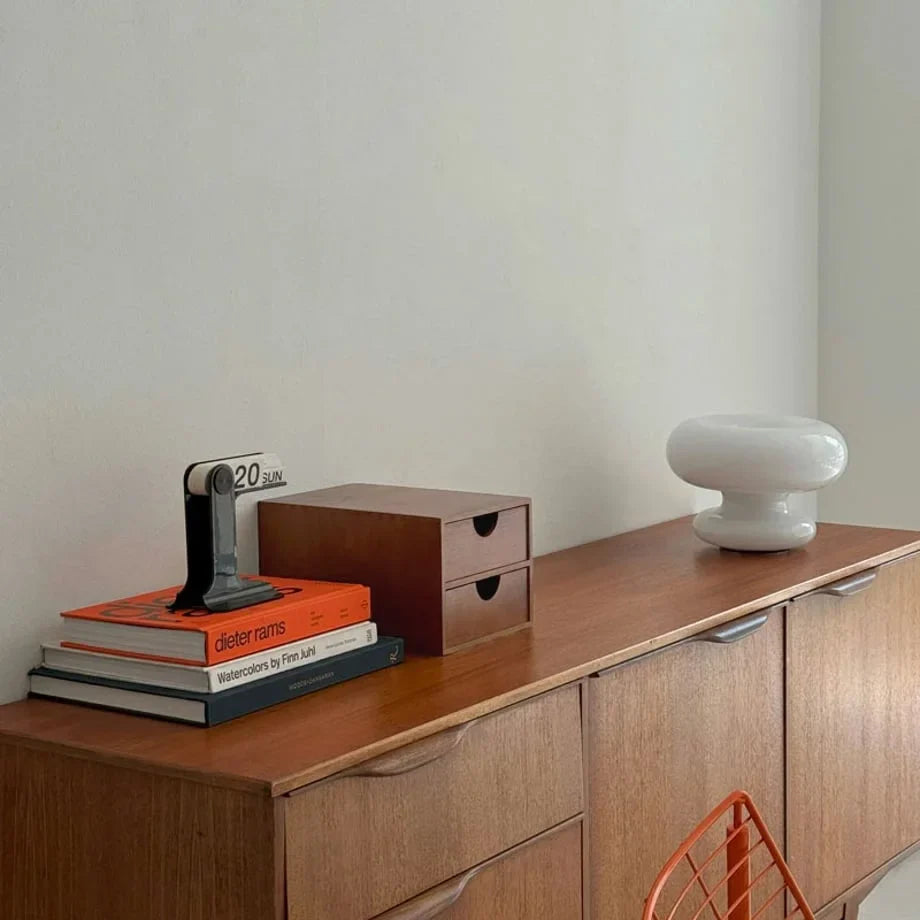Smooth Minimalist Wood Desktop Organizer with Drawers