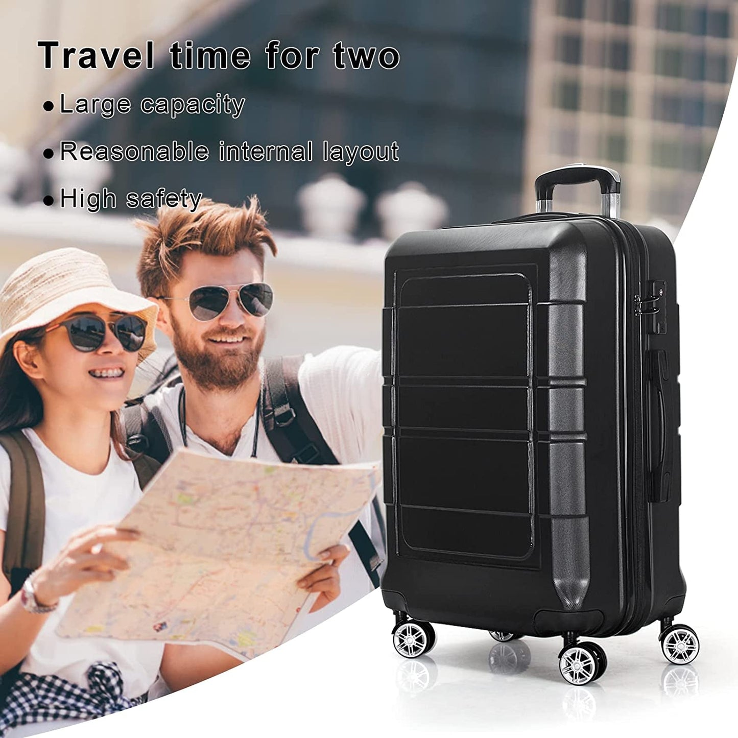 NIUTA 3 Piece Luggage Sets TSA Lock and 20"/24"/28"- Black Clothing Luggage Luggage & Bags Luggage & Travel Gear Luggage Sets Shoes & Jewelry Suitcases