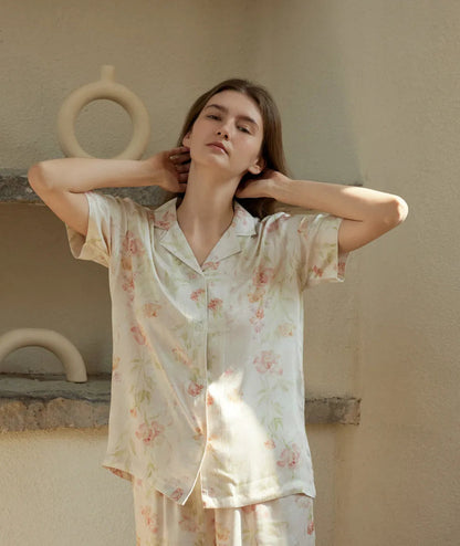 Silky Watercolor Floral Cotton Sateen Pajama