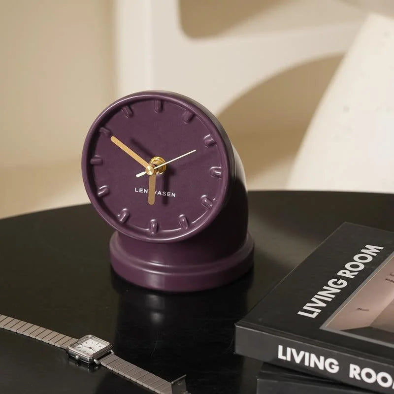 Sculptural Industrial Pipe Ceramic Table Clock