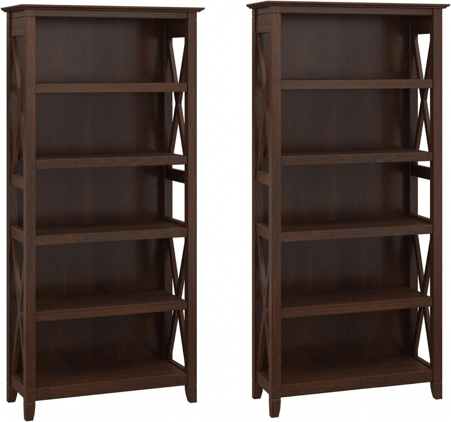 Bush Furniture 046CG Key West 5-Shelf 66-Inch H Bookcase Set, Cape Cod Gray Bookcases Furniture Home & Kitchen Home Office Furniture