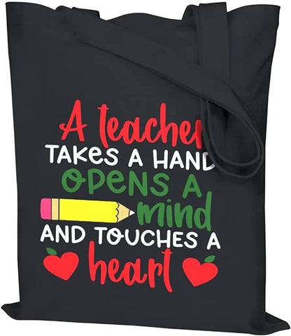 HNSHAG Teacher Appreciation Gifts - Teachers Tote Bag Canvas for Women - Teachers Bags Home & Kitchen Kitchen & Dining Luggage & Bags Reusable Grocery Bags Shopping Totes Storage & Organization Travel & To-Go Food Containers