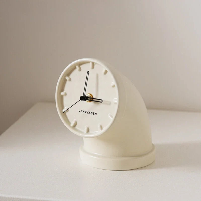 Sculptural Industrial Pipe Ceramic Table Clock