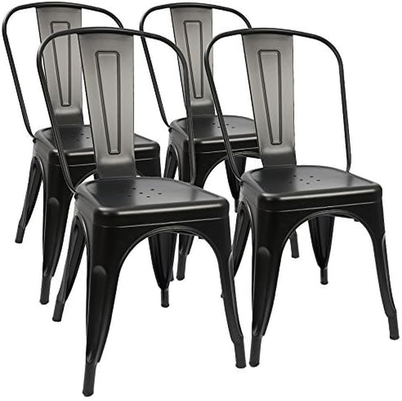 Christopher Knight Home Toby Outdoor Acacia Wood Bench, Sandblast Teak Finish and Black & Furmax Metal Dining Chair Indoor-Outdoor Use Stackable Classic Trattoria Chair Set of 4 (Black) Chairs Lawn & Garden Patio Patio Dining Chairs Patio Furniture & Accessories Patio Seating