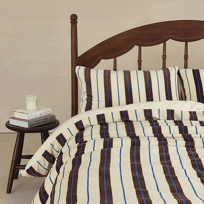 Plush Bold Striped Velvet Bedding Set