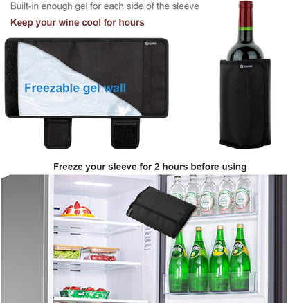 Freezable Wine Cooler Beer Can Sleeve Freezable Drink Beer Bottle Cooler Cover Fast Built-In Cooling Techonology Sleeve with Bottom Ideal for Wine, Champagne, Beer and Other Beverage (Black) Bar Tools & Drinkware Dining & Entertaining Home & Kitchen Kitchen & Dining