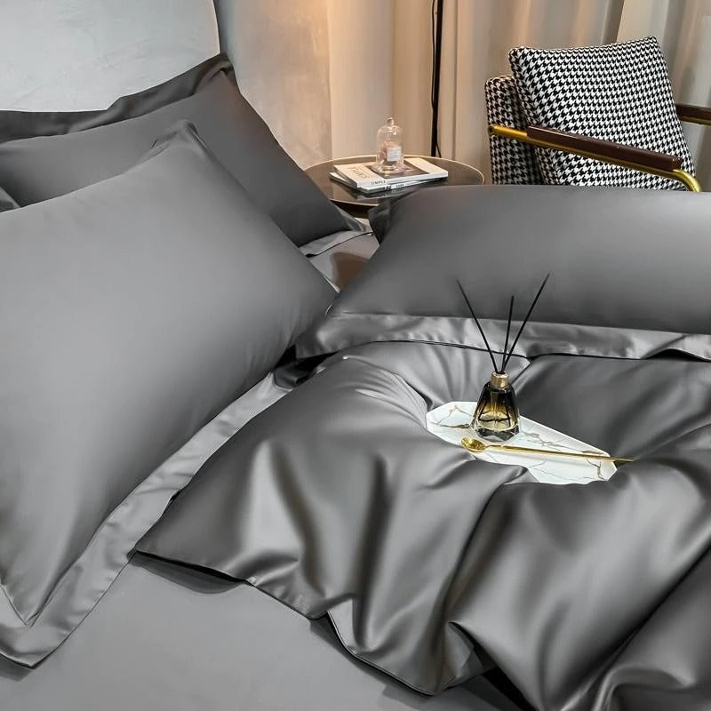 Neo Deep Grey Silky Cotton Bedding Set