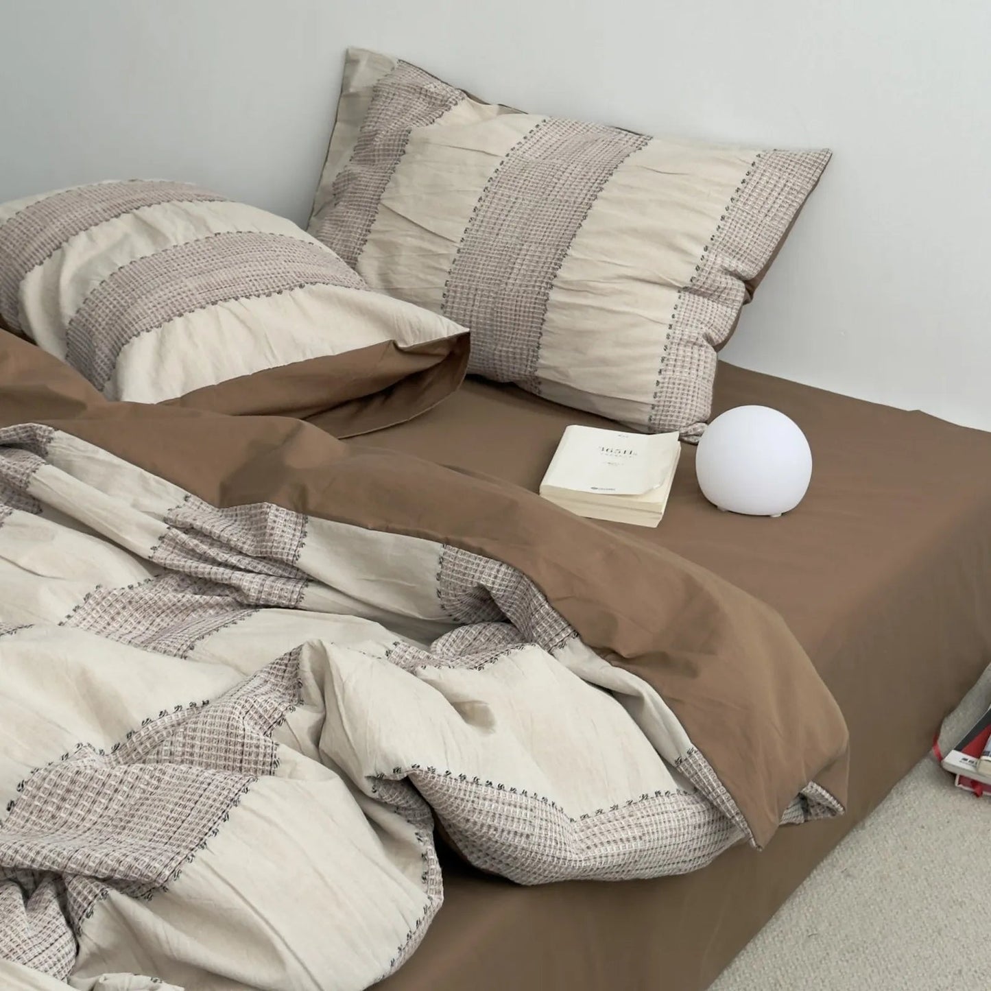 Textured Woven Stripe Washed Cotton Bedding Set