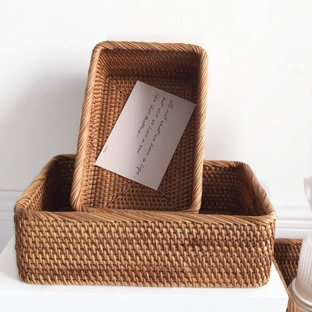 Handmade Weaving Rattan Wicker Basket,Portable Picnic Storage Box Home Kitchen Lawn & Garden Patio Patio Furniture & Accessories Picnic Baskets Tables & Accessories